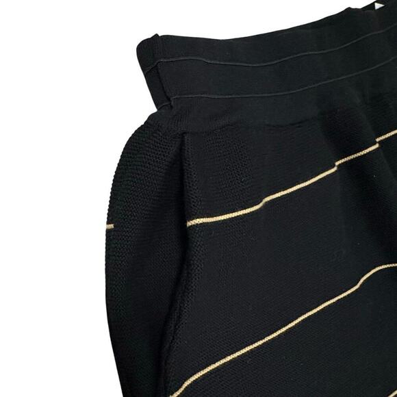 Miou Muse Ryan Striped Shorts Women’s Sz S Black & Tan 100% Cotton Pull On Knit - Picture 4 of 11